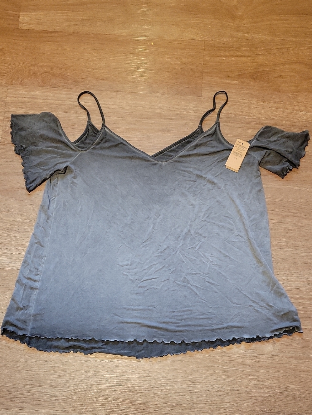American Eagle Outfitters Charcoal Cold-Shoulder V-Neck Camisole